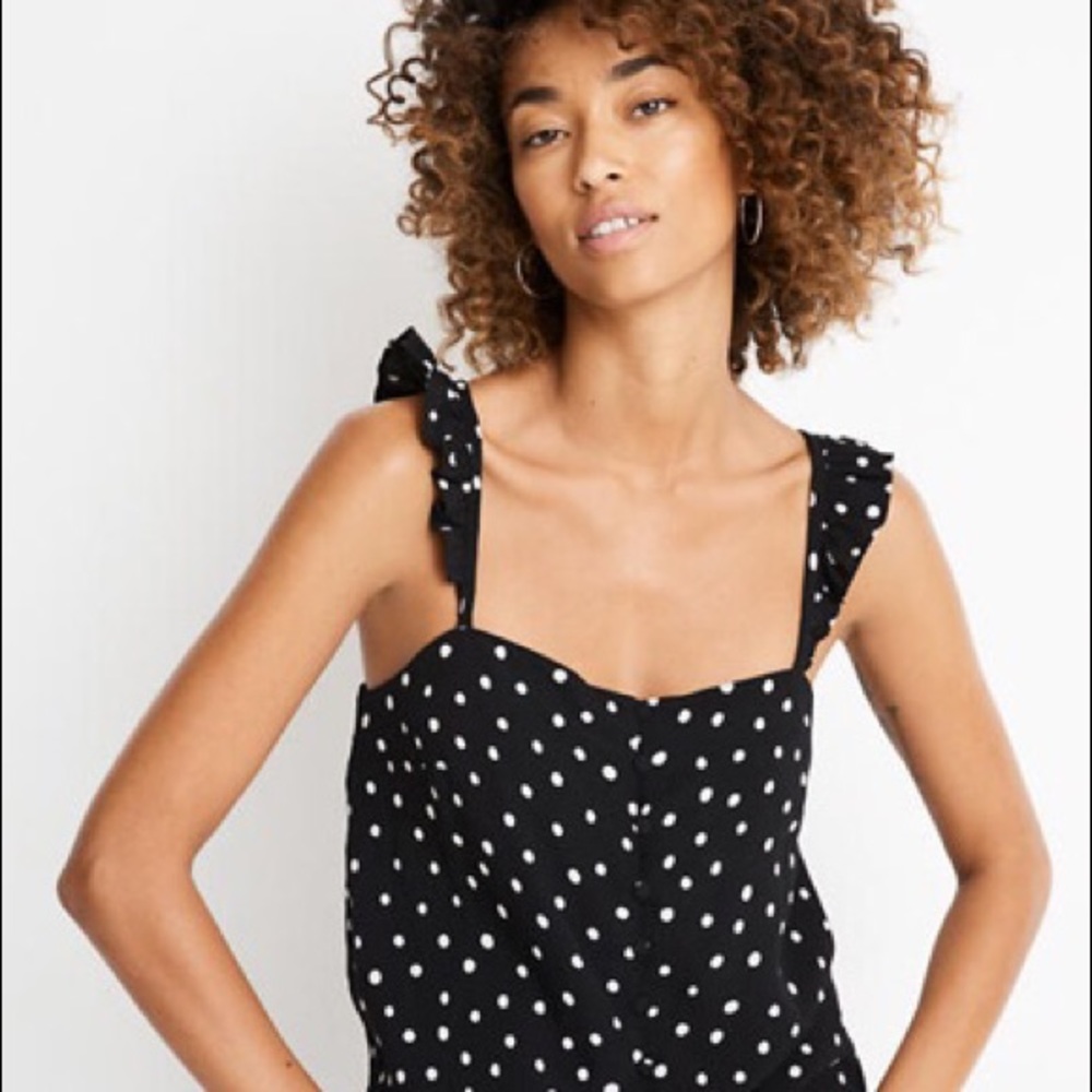 Madewell Ruffle-Strap Cami Top in Painted Dots